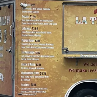 updated, current menu offerings