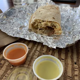 Trojan Burrito.  Good taste and great value.  Eggs were scrambled versus over easy.