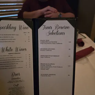 Cocktail menu