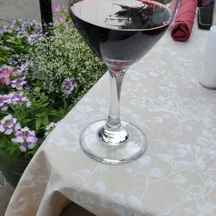 a glass of red wine