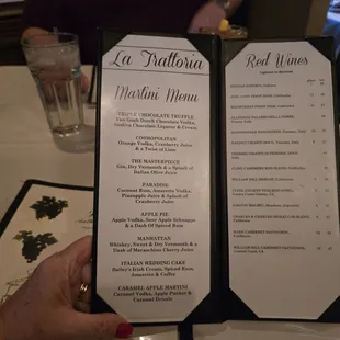 Cocktail menu