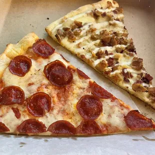 Pepperoni (left) Buffalo Chicken (right)