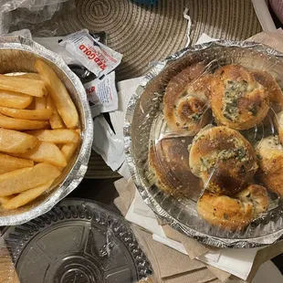 fries and garlic knots