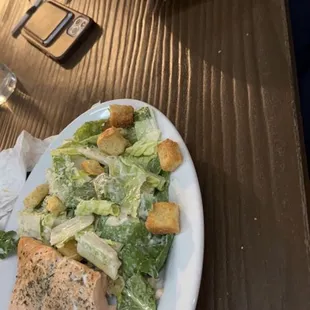 ceaser salad with salmon and gorgonzola pasta