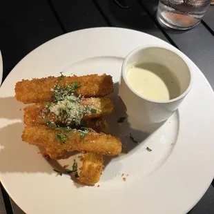 Polenta fries with rosemary sauce
