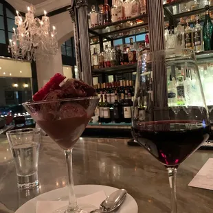 Chocolate gelato paired with rich red wine