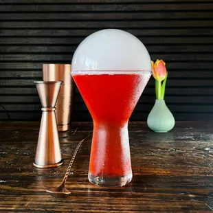 a red and white cocktail