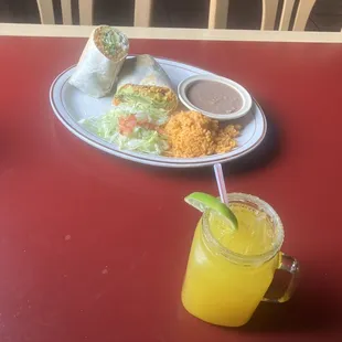 Mango Margarita And Vegetariano Burrito