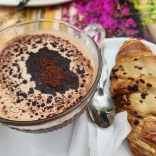 Mocha latte &amp; Almond Pisachio Raspberry Croissant