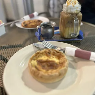 Quiche Lorraine and Iced Macchiato