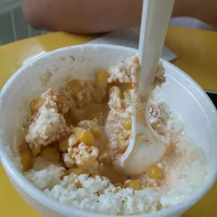 my favorite! esquite or elote in a cup.