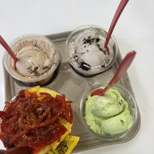 Ferrero rocher, oreo, mangonada original, pistachio
