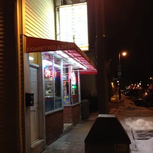 a street corner at night