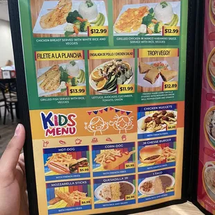 Healthy food Kids menu  Comida saludable Menú para niños