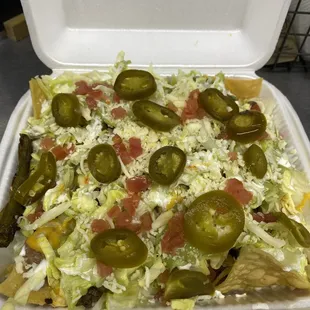 a container of nachos