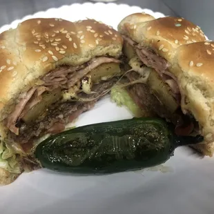a sandwich with a pickle