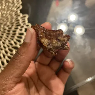 burnt &amp; greasy..GROSS! They look like sausages that were burnt, how? literally pre frozen churros, how did you manage to mess that up