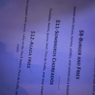 Menu and the food I ordered with nothing that was on the menu and I paid for it!