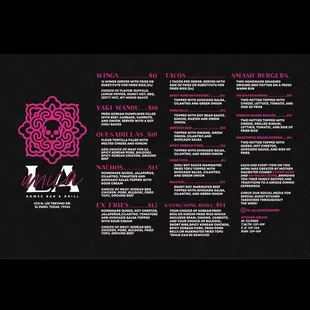 Our new and approved menu