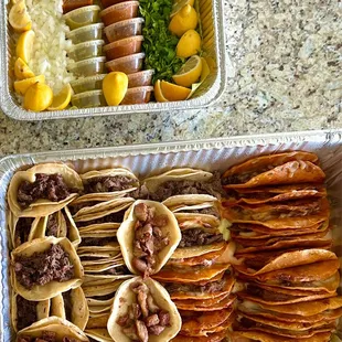 Far left are Queso birria - fajita and 2 on the top middle are tripa.