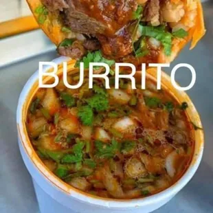 Burrito with consume dip