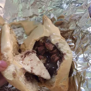 Guatemalan food /pan con todo y salchicha