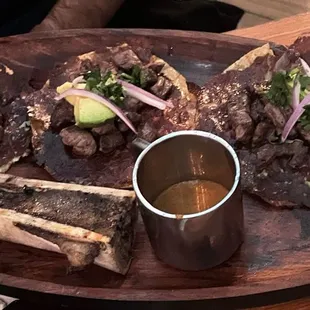 Brisket Rib-Eye Tacos with Bone Marrow