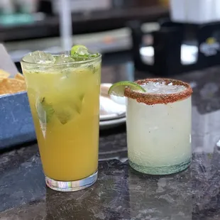 two drinks on a counter