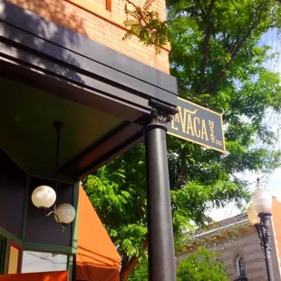 Corner store front on a warm summer day.