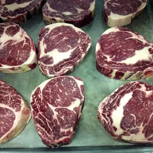 USDA Prime grade Ribeyes, our best-selling steaks. Come grab the most flavorful cut of beef we offer! Aged 40 days.
