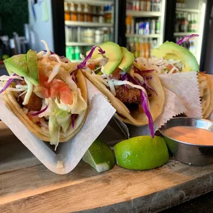 Fried Tiger shrimp tacos