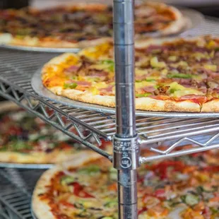 A great variety of pizzas available by the slice!