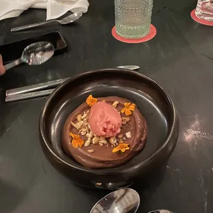 ganache and raspberry sorbet (not my favorite)