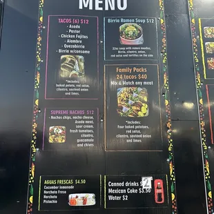 a menu for a mexican restaurant