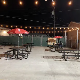 tables and umbrellas