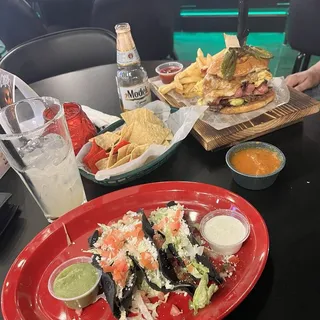 Tacos Dorados with Rice and Beans