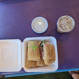Flan, cafe de olla, Mexico city style tamales