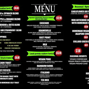 The menu