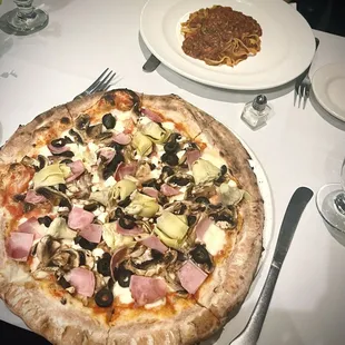 Capricciosa Pizza Fettuccine Bolognese