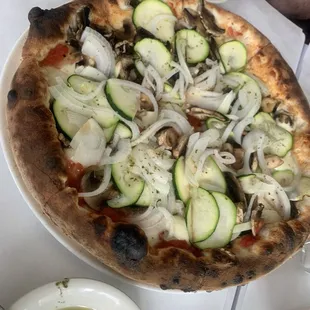 Margherita Pizza with zucchini, onion, mushroom