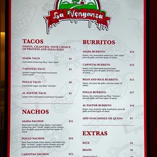 Soft opening menu (this menu has since been updated)