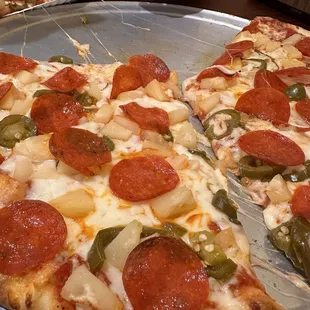 Hawaiian Pizza with Pepperoni and jalapeño