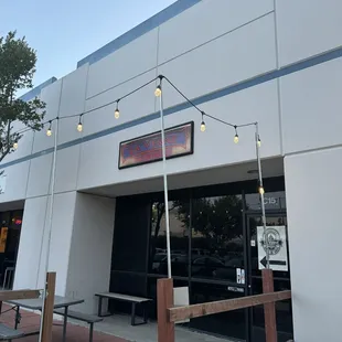 Outside patio near the entrance.