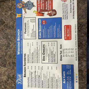 The Breakfast Menu at The Den