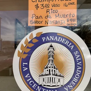 a sign in the window