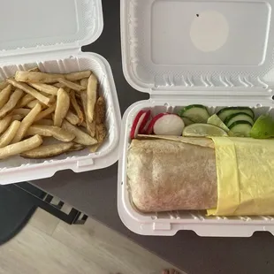 Al Pastor Burrito and Fries