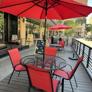 Look for the red umbrellas