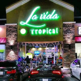 cars parked in front of the store