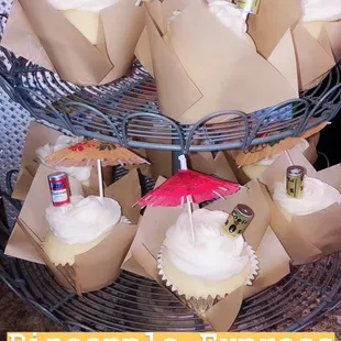 cupcakes with umbrellas
