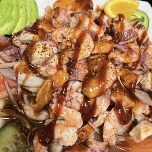 Botana pulpo con camarón